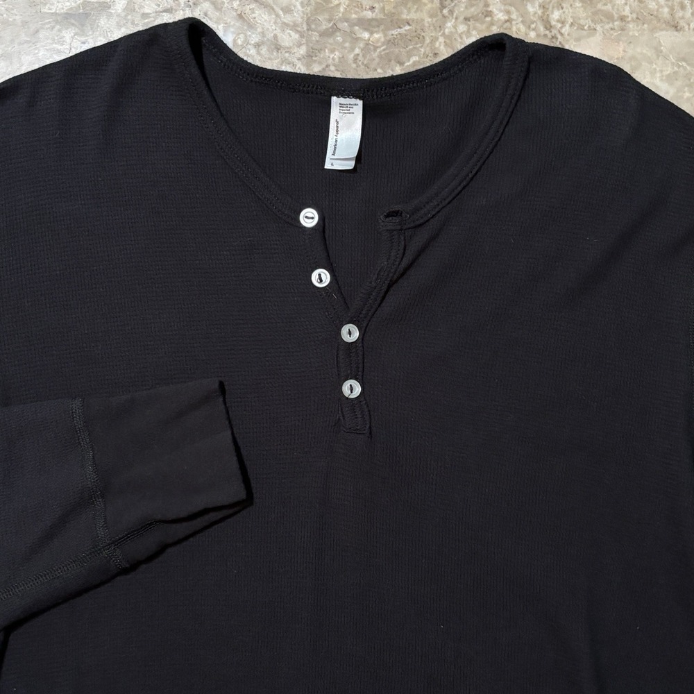 American Apparel Henley Mens Large Black Dexter Morgan Long Sleeve Kill Costume